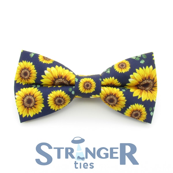 Yellow and Navy Blue Sunflower Bowtie & Cufflinks - Floral Summer Wedding | Sun Flower | Enchanted | Wedding Bowtie | Spring | Bright |