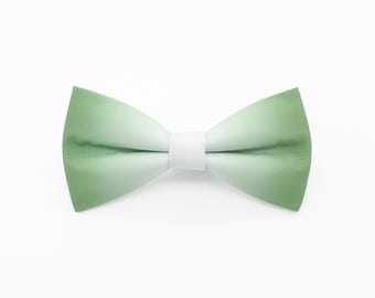 Green Ombre Bowtie - Soft Mint Gradient Bow Tie | Handmade Sage Fade Tie | Modern Wedding Accessory | Fresh Spring Style