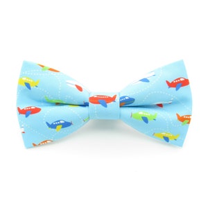 Blue Aeroplane Bowtie - Cartoon Plane Pattern | Sky Bowtie | Colourful Planes | Flight Themed Bowties | Boys Bowtie | Childs Bowtie