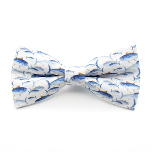 Blue Fish Bowtie - Bluefin Tuna Pattern | Blue and White Fish Bowtie | Fishing Pattern Bowtie | Hobby | Angler | Angling | Mens Bowtie