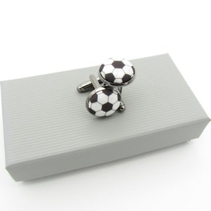 Gemelos de fútbol - Gemelos de balón de fútbol / Gemelos hexagonales en blanco y negro / Gemelos deportivos / Gemelos de boda / Gemelos de tela /