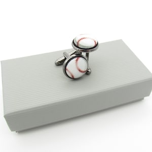 Baseball Cufflinks - White & Red Cufflinks | Sport Cufflink | Wedding Cufflinks | Fabric Cufflinks | American Baseball Ball Cufflinks