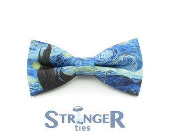 Oil Painting Patterned Bowtie - Starry Night Inspired | Vincent Van Gogh | Art Bowties | Impressionist | Quirky Bowties | Adult Bowties |