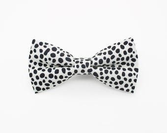 Dalmatian Spot Bowtie - Black & White Dog Print | Handmade Spotted Bow Tie | Dog Lover Gift | Fun Wedding Accessory