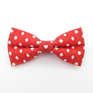 Set di papillon con motivo a simbolo di carta rossa - Asso, Quadri, Picche, Fiori / Carte da gioco / Semi / Papillon da poker / Paese delle meraviglie / Papillon insoliti / Matrimonio