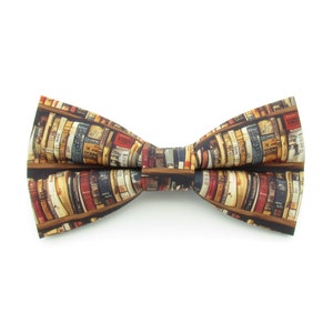 Bookshelf Bowtie & Pocket Square - Books Pattern Bowtie | Novels | Library Shelves | English Literature | Adult Bowties | Bookworm Bowtie |