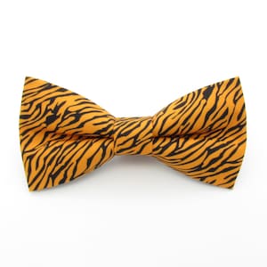 Oranje vlinderstrikset met tijgerprint - vlinderdas met dierenpatroon | Jungle-manchetknopen | Oranje vlinderstrik | Strikjes voor heren | Damesstrikken |