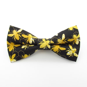 Honey Bee Bowtie Set - Wasp Bowties | Yellow and Black Hive Bowtie | Honeycomb | Insect Bowties | Animal | Adult Bowties | Bee Cufflinks
