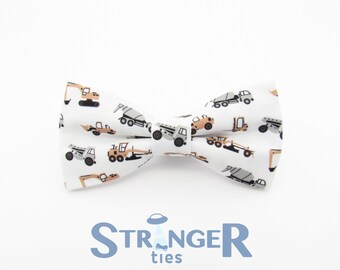 Digger Patterned Bowtie - Construction Truck Bowtie | Excavator Bowtie | Men's Bowties | Boys Bowties | Baby Bowtie | Toy Truck Bowties |