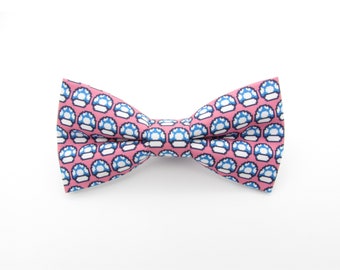 Pink and Blue Pixel Mushroom Patterned Bowtie - Mario Mushrooms | Mens Bowties | Quirky Bowties | Boys Bowties | Fun bowtie by Stranger Ties