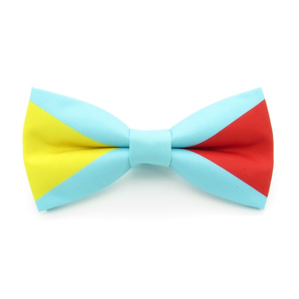 Bright Geometric Bowtie - Blue, Red and Yellow Bowtie | Colour Block | Themed Bowties | Fun bowtie by Stranger Ties