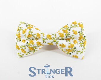 Yellow Wildflower Print Bowtie - Floral Spring Wedding | Enchanted | Wedding Bowtie | Prom Bowtie | Spring | Bright | Elegant Bowtie |