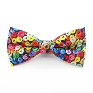 Colourful Button Patterned Bowtie -  Rainbow Button Image Pattern | Unique Bowtie | Strange Bowtie | Men&#39;s Bowtie | Wedding Bowtie |