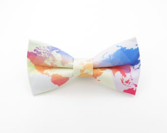 World Map Bowtie - World in Colour | Atlas | Earth Bowtie | Men's Bowties | Cruise Formal Attire | Globe Bowtie
