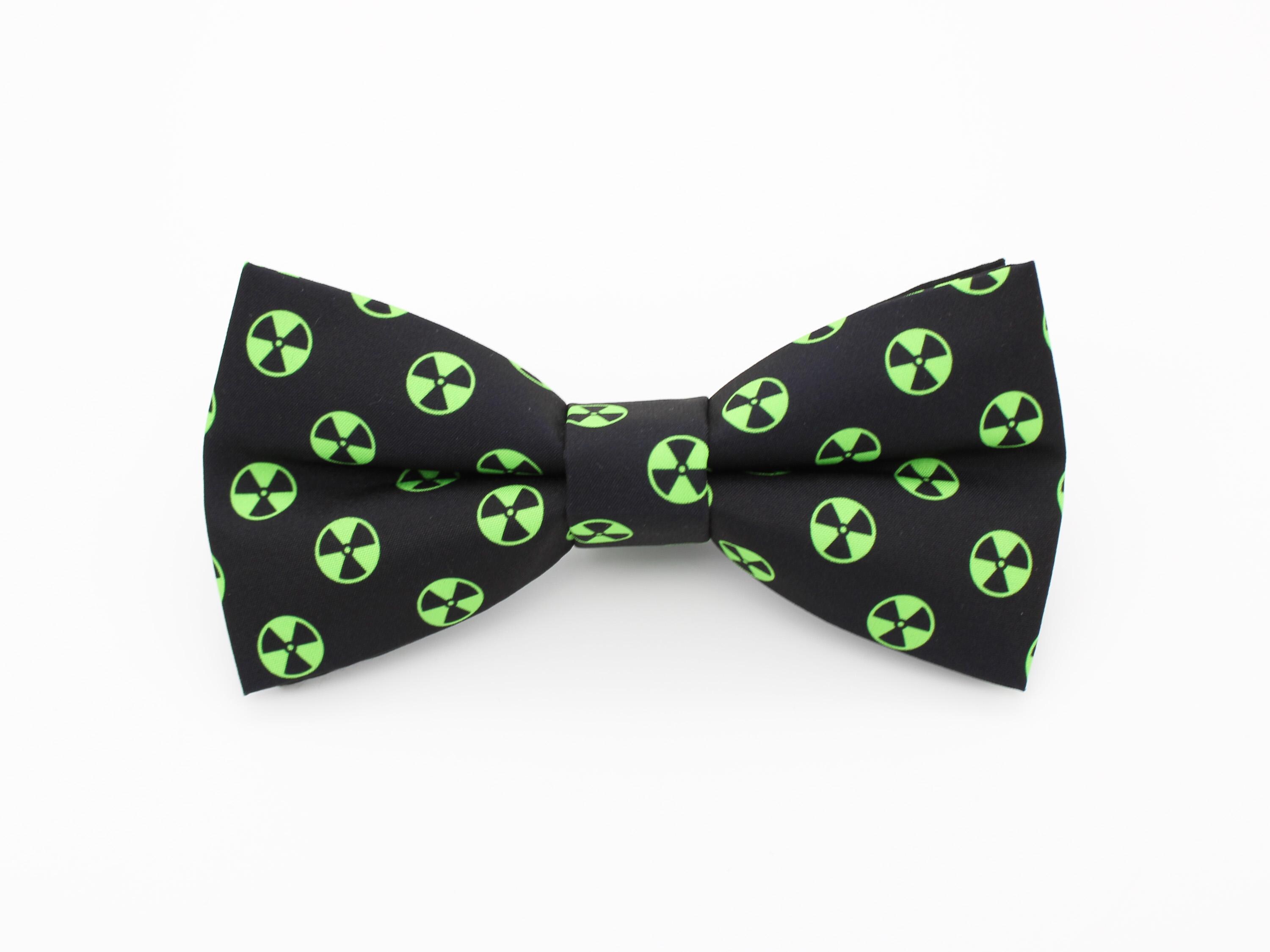 Radioactive Bowtie - Toxic Green Symbol Print | Geeky Formalwear | Nuclear Party Accessory | Bold Handmade Bow Tie | Sci-Fi Nerd Gift