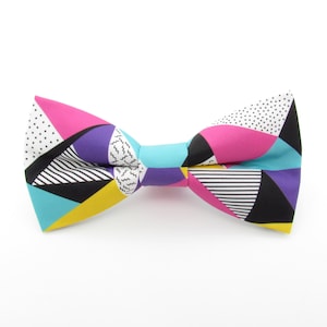 80's Funky Retro Pattern Bowtie Set - Eighties Pop Art Bowtie | Nineties Geometric Bowties | 90's | Themed Bowties | Eighties Cufflinks