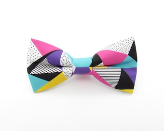 80's Funky Retro Pattern Bowtie Set - Eighties Pop Art Bowtie | Nineties Geometric Bowties | 90's | Themed Bowties | Eighties Cufflinks