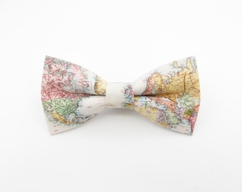 Pastel Earth Map Bowtie Set - Pink Hue World | Atlas Cufflinks | World Map Bowtie | Mens Bowties | Cruise Formal Attire | Globe Bowties |
