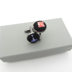 Arcade Shooter Game Cufflinks - Retro Space Cufflinks | Gamer Cufflink | Wedding Cufflinks | Fabric Cufflinks | Geeky Cufflinks | Nerdy