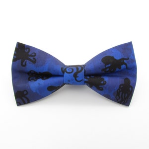 Navy Blue Octopus Silhouette Bowtie & Pocket Square - Squid Ink Bowties | Deep Ocean Bowtie | Dark Blue Bowtie | Under the Sea | Mens Bowtie