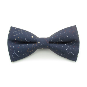 Constellation Patterned Bowtie, Pocket Square & Cufflinks - Stars Bowtie | Night Sky | Navy Blue Bowtie | Unusual Bowtie | Deep Blue