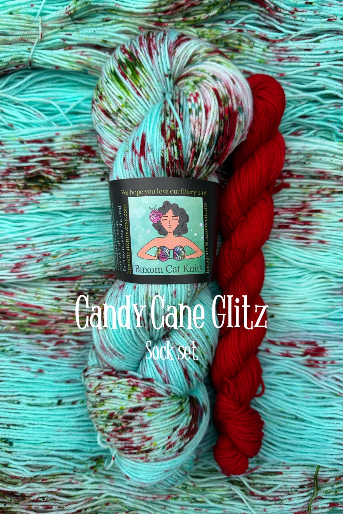 Candy Cane Glitz Stripe Set Hand Dyed/Indie Dyed Yarn