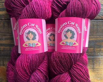 MAGENTA DK Single Ply Hand Dyed Yarn Superwash Merino