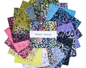 Radiant Flourish Batiks Fabric Squares: Riley Blake 10" Layer Cake, 42 Pcs