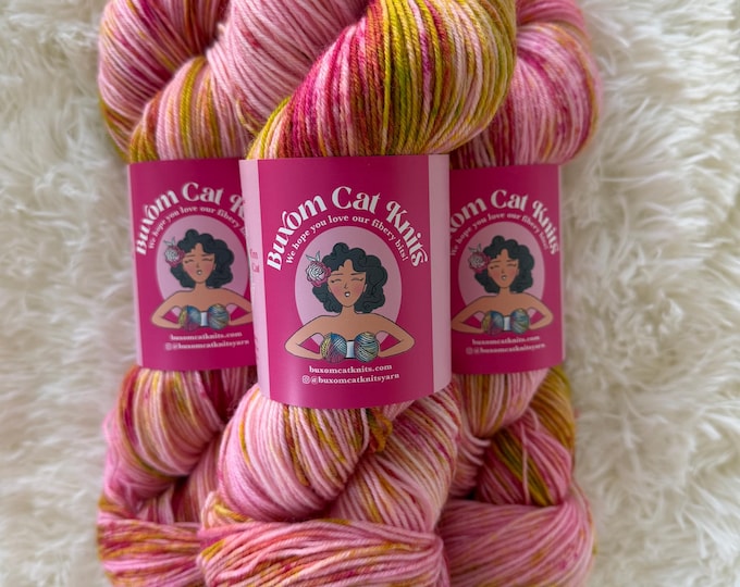 Featured listing image: Cheery Cherry Tough Sock Yarn Hand Dyed