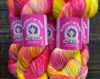 CHERRY LEMON TART Tough Sock Hand Dyed Sock Yarn socks shawls hats indie dyed