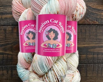 BUBBLE GUM BLISS Plump Sock 2ply Hand Dyed Yarn, Indie Dyed, Socks, Sweaters, Shawls