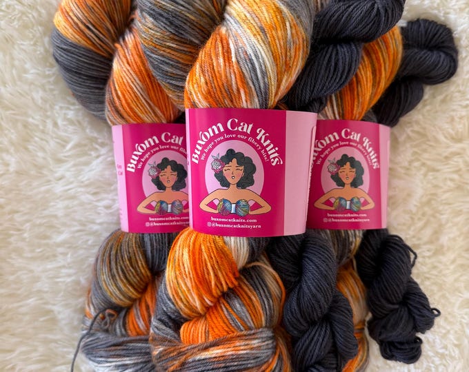 Featured listing image: Pumpkin & Smoke Tough Sock Set Hand Dyed