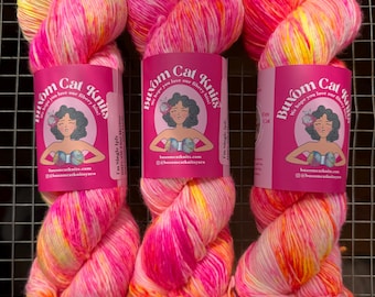 Strawberry Lemonade Single Ply Yarn Fingering Hand Dyed