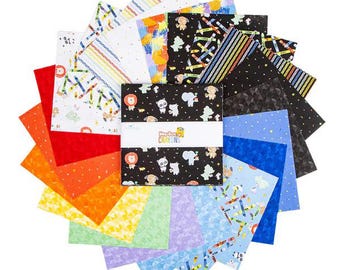 CLEARANCE Riley Blake "New Box of Crayons" 10" Stacker Quilting Cotton Fabric Squares (42 pieces)
