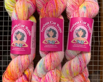 Blue Freckle Lemonade Single Ply Yarn Fingering Hand Dyed