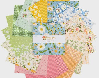 Virginia Rose Cotton Quilting Fabric Stack, 10" Squares (42 Pcs)