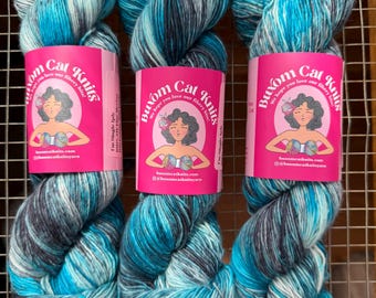 Blue Sienna Single Ply Yarn Fingering Hand Dyed