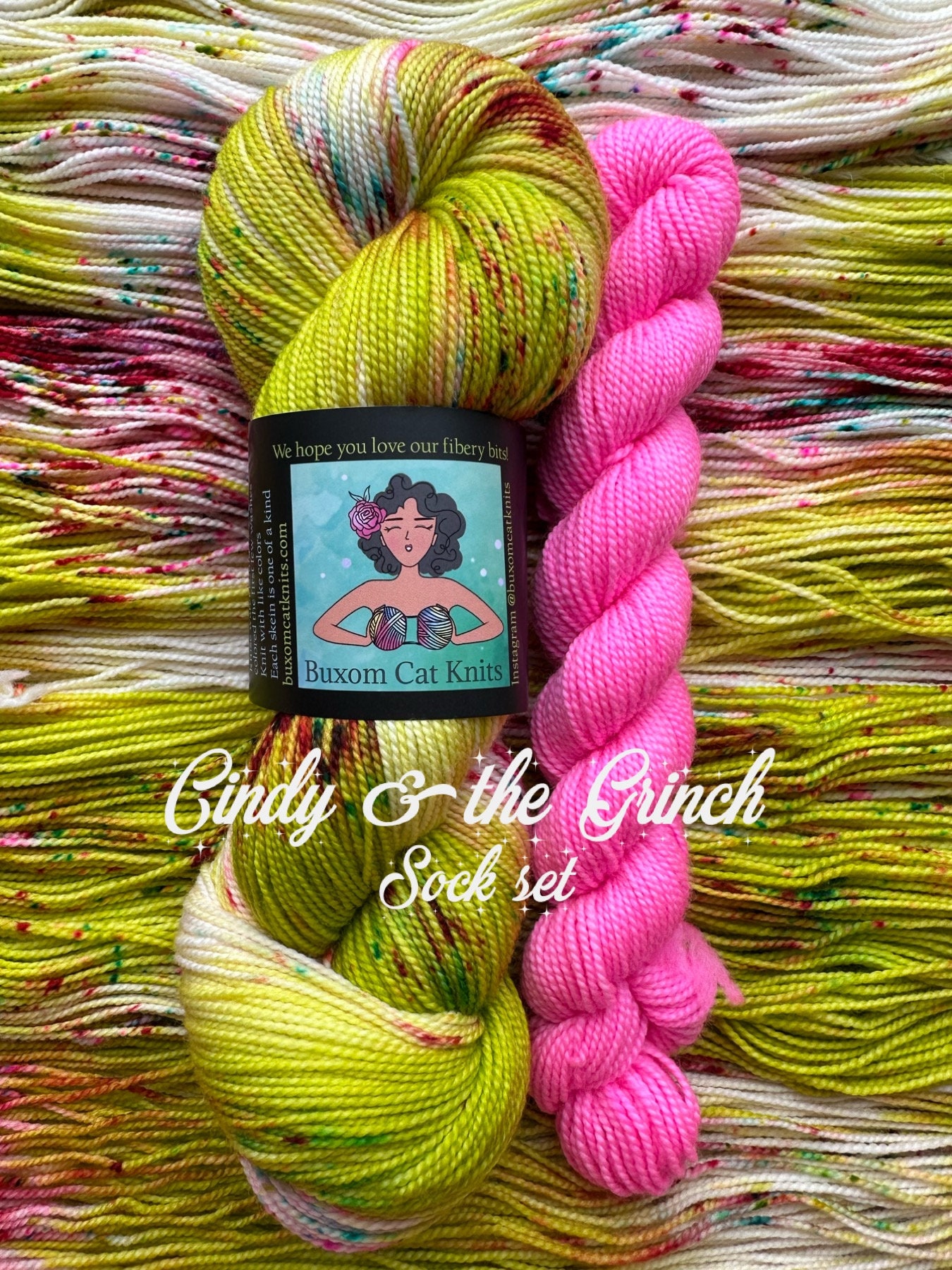 Cindy & the Grinch Plump Sock Set Yarn Hand Dyed Indie Dyed Yarn