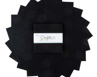 Confetti Cotton Black 5” Squares Stacker Charm Riley Blake
