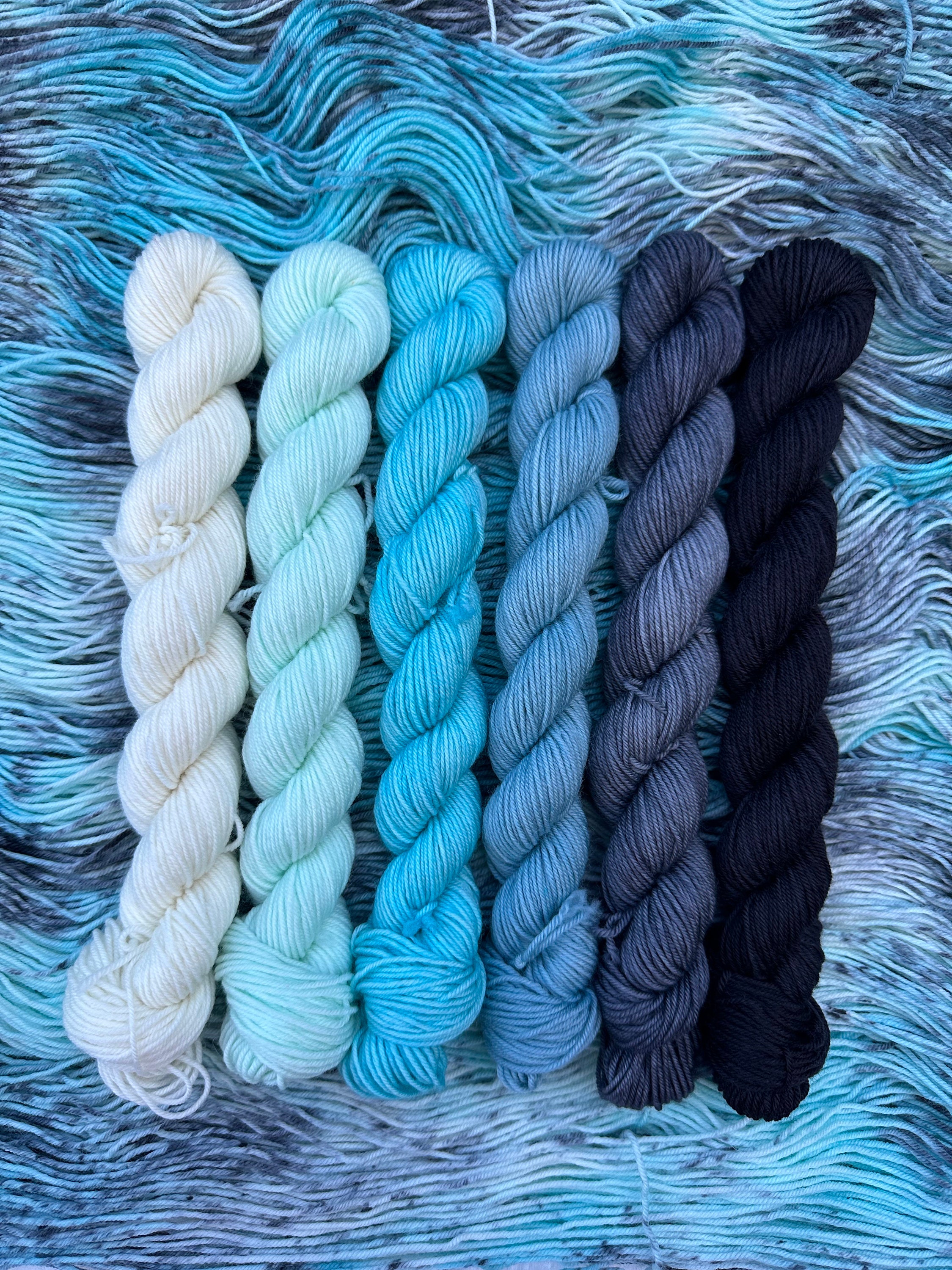 Beware of Hitchhiking Ghosts Sock and Mini Skeins Set Hand Dyed Yarn