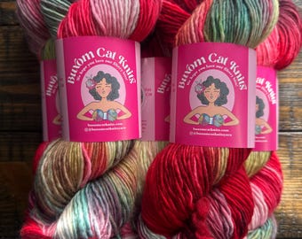 CHRISTMAS CAROL DK Single Ply Hand Dyed Yarn Superwash Merino