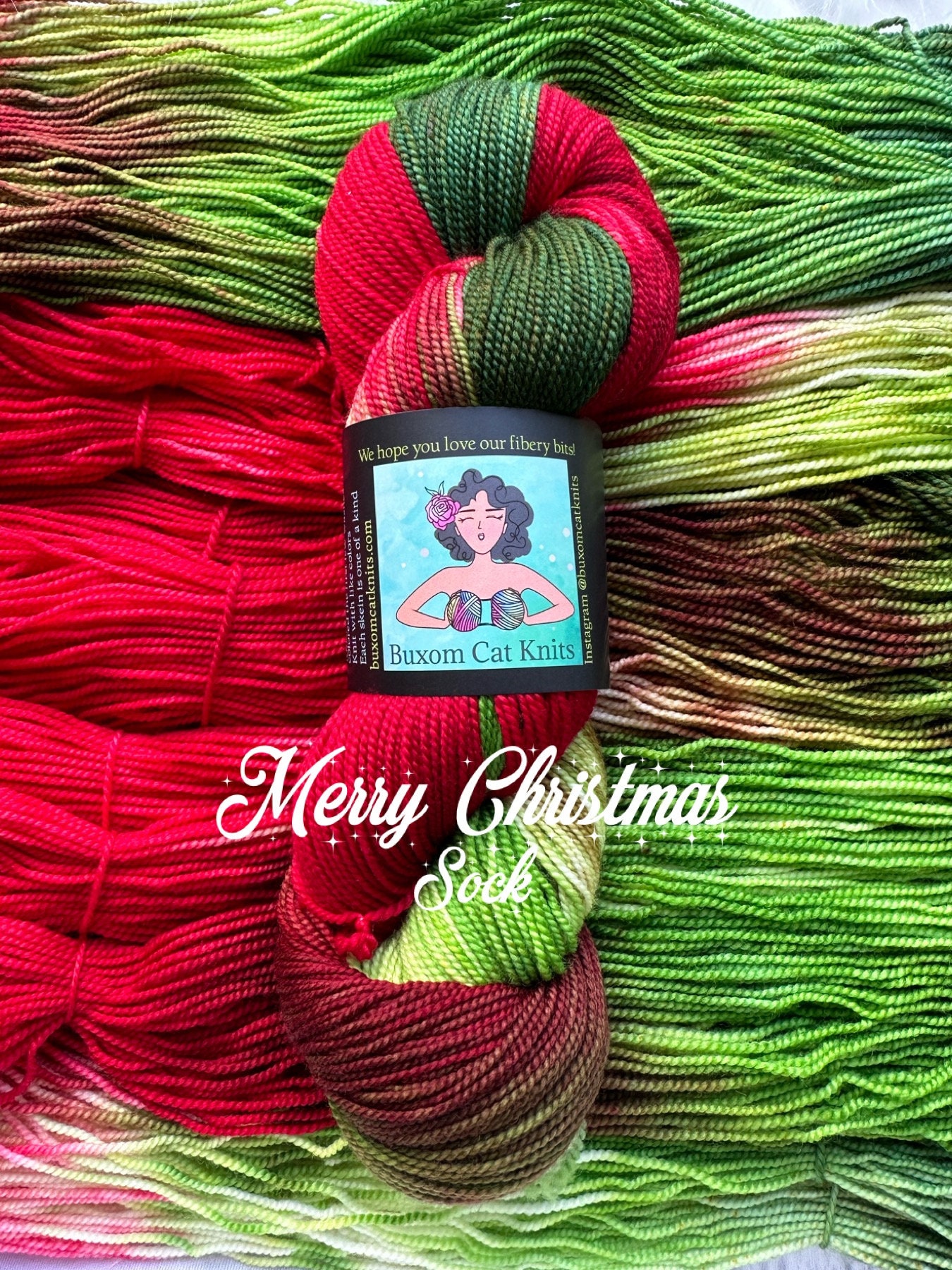 Merry Christmas Plump Sock Yarn Hand Dyed Indie Dyed Yarn