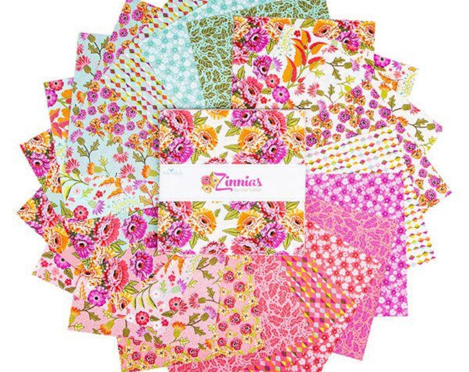 Featured listing image: Zinnias Stacker: Riley Blake 10" Layer Cake, 42 Pcs
