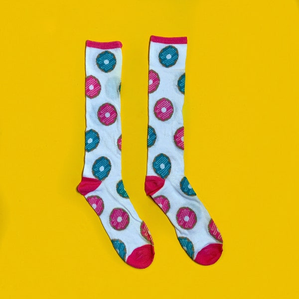 I DONUT Care , I love Donuts! | Donut socks| Cute girly things!| Food knee high socks | Adult fun socks