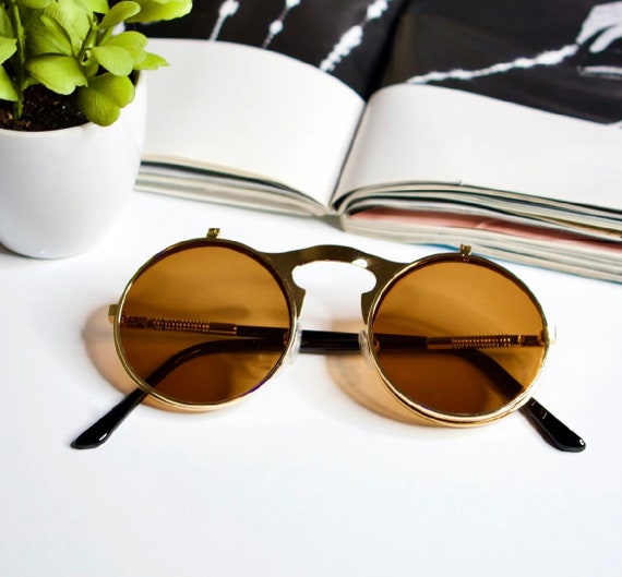 80s Vintage theme sunglasses | steampunk | flip s… - image 1