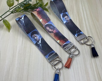 Supernatural Wristlet, Supernatural Gift, Supernatural Keychain, Dean Key fob, Sam keychain, Castiel Keychain, Crowley keychain, wrist strap