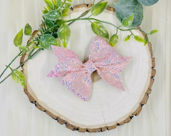 Easter Faux Leatherette Hair Bow, Girls Spring Bow (3” x 5”)