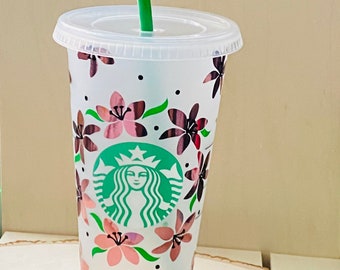 Starbucks lily flower cup, lily flower, Starbucks cold cup, Starbucks, lily Starbucks cup, lily, lili cold cup, lily svg