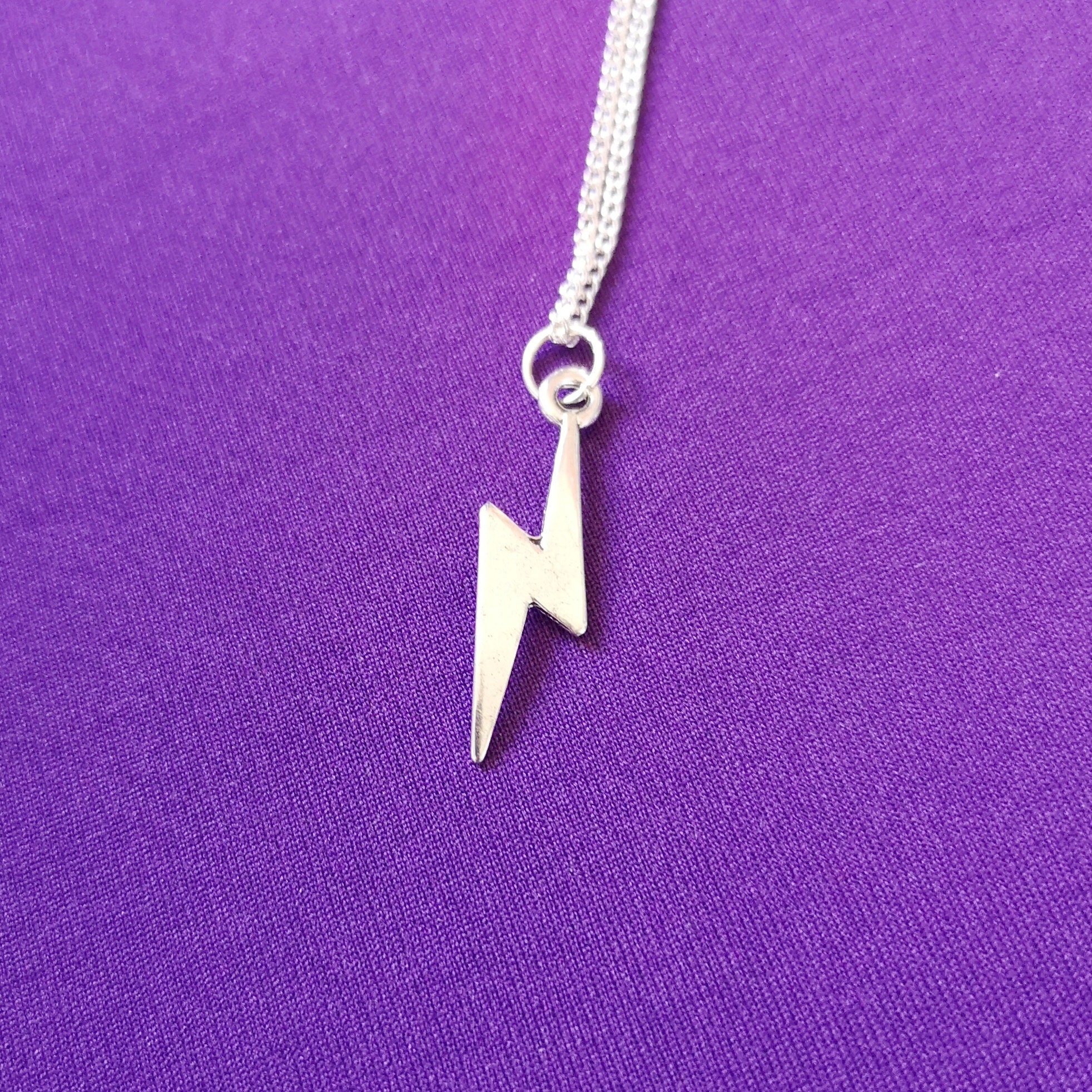 Silver Lightning Bolt Necklace Nature Lover Gift Storm Etsy