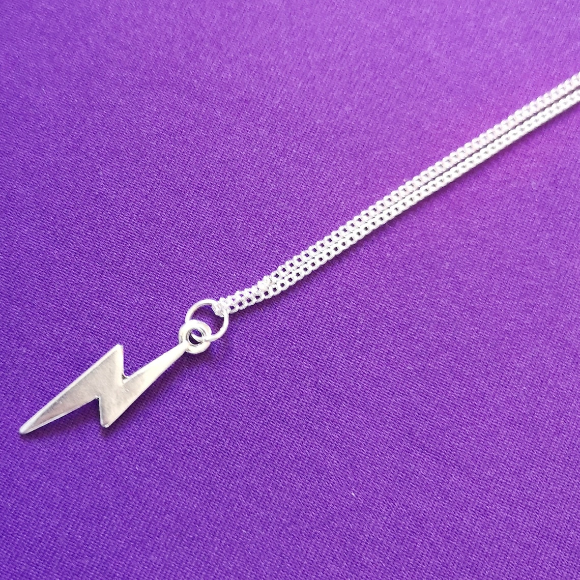 Gold Lightning Bolt Necklace Gold Lightning Pendant Thunder Etsy